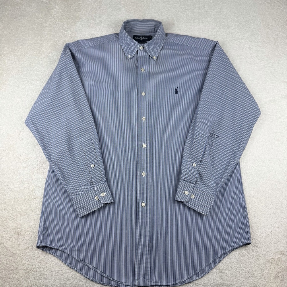 Ralph Lauren Yarmouth Button Down Shirt Blue Stripe‎ Men's 15.5 32/33